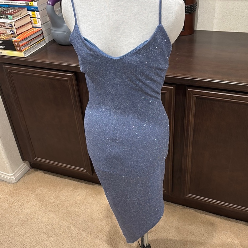 Elegant Blue Glitter Dress